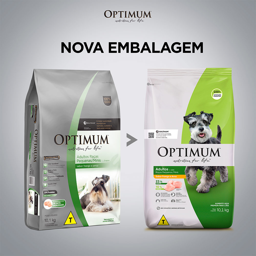 Ração Optimum para Cães Adultos Raças Pequenas e Minis Sabor Frango e Arroz