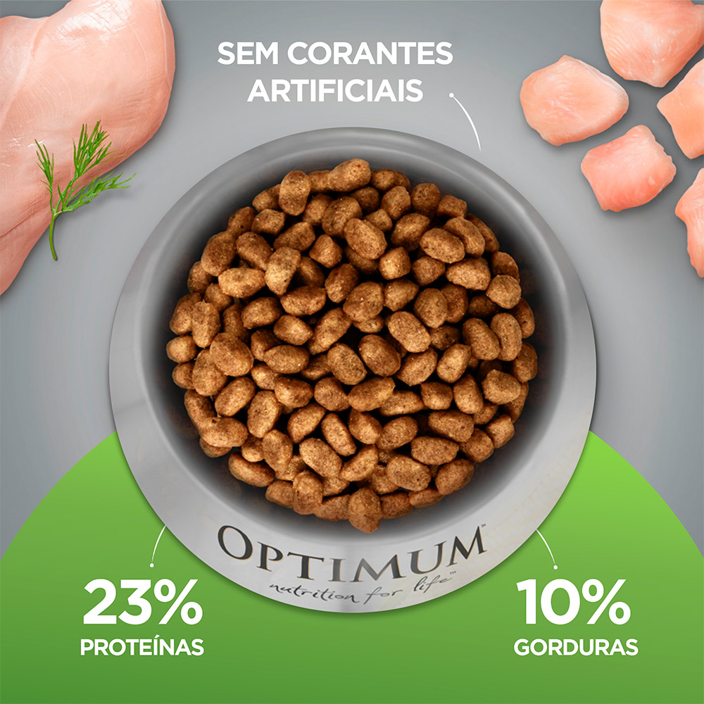 Ração Optimum para Cães Adultos Raças Pequenas e Minis Sabor Frango e Arroz