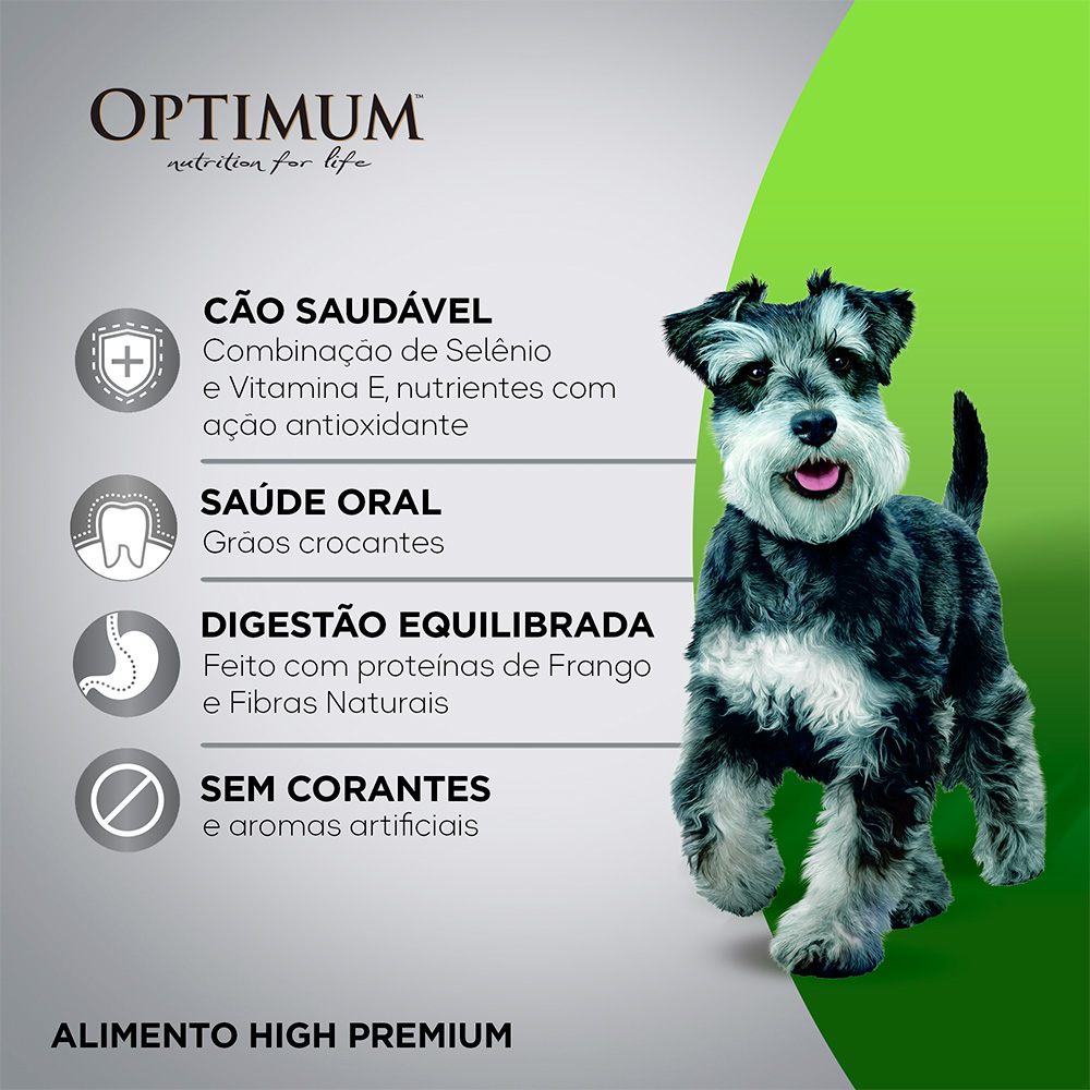 Ração Optimum para Cães Adultos Raças Pequenas e Minis Sabor Frango e Arroz