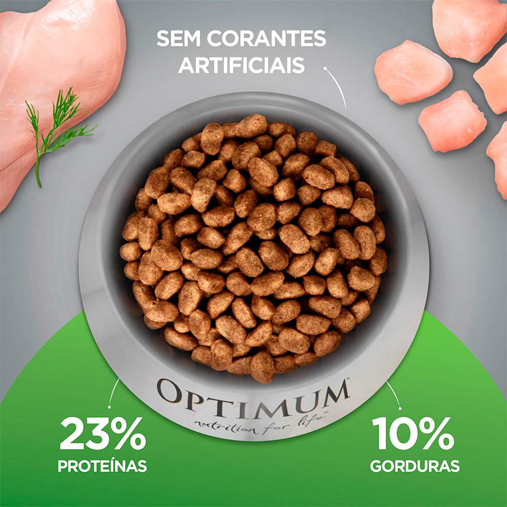 Ração Optimum para Cães Adultos Raças Pequenas e Minis Sabor Frango e Arroz