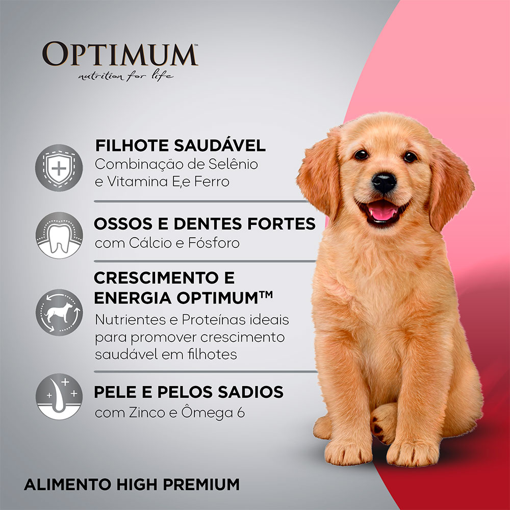 Ração Optimum para Cães Filhotes Raças Médias e Grandes Sabor Frango e Arroz
