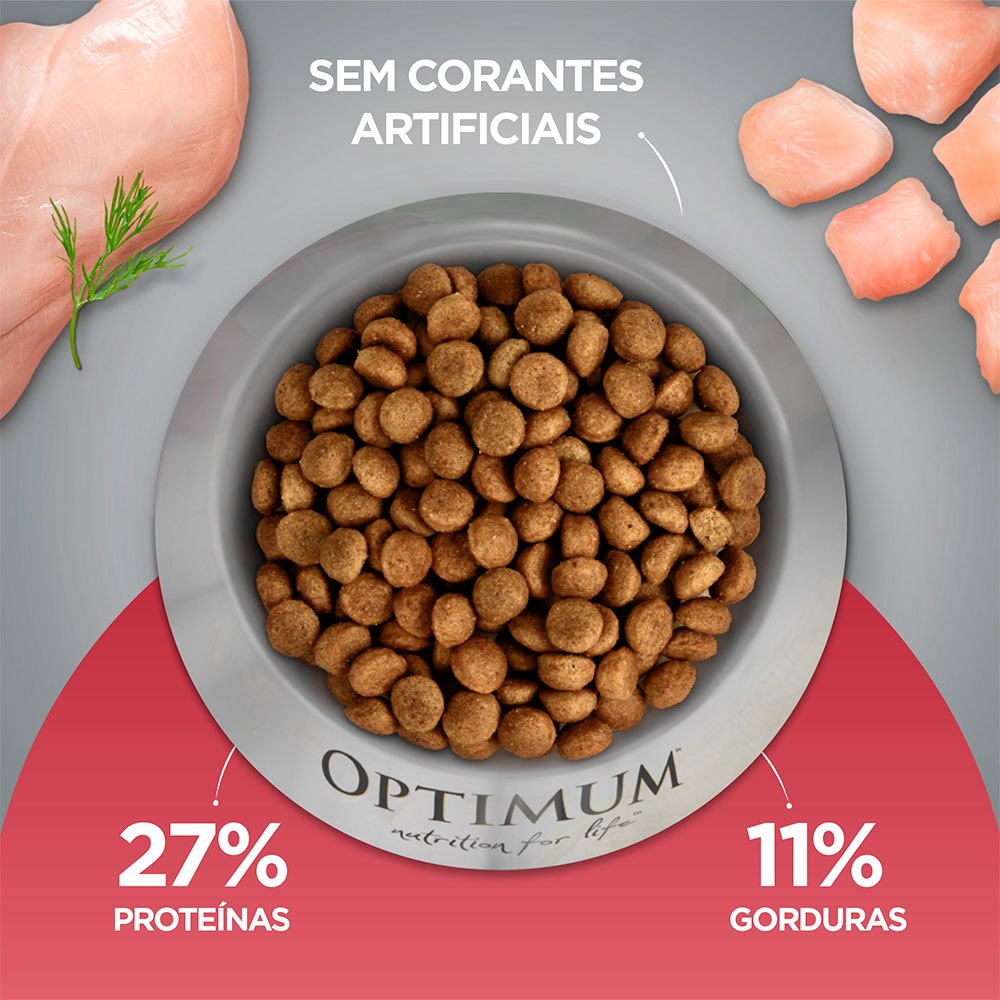 Ração Optimum para Cães Filhotes Raças Médias e Grandes Sabor Frango e Arroz