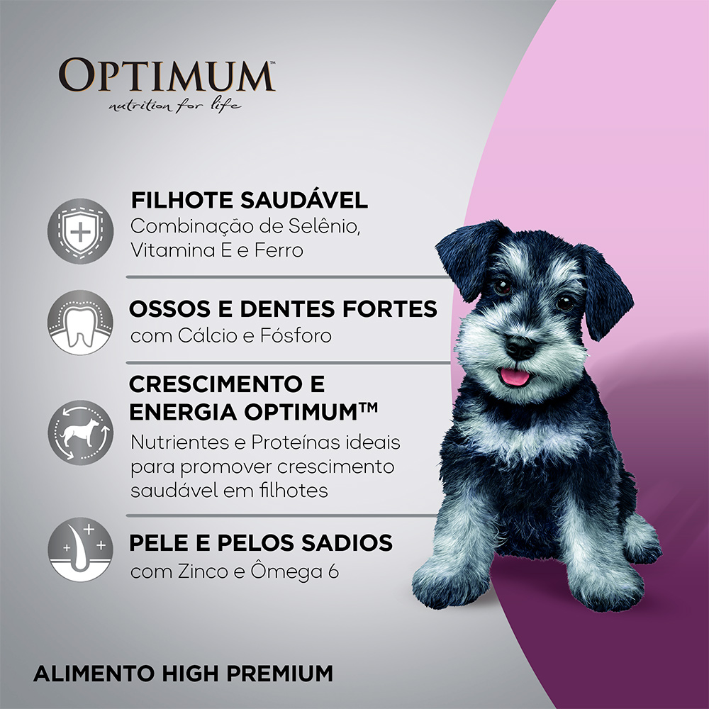 Ração Optimum para Cães Filhotes Raças Pequenas e Minis Sabor Frango e Arroz 3kg
