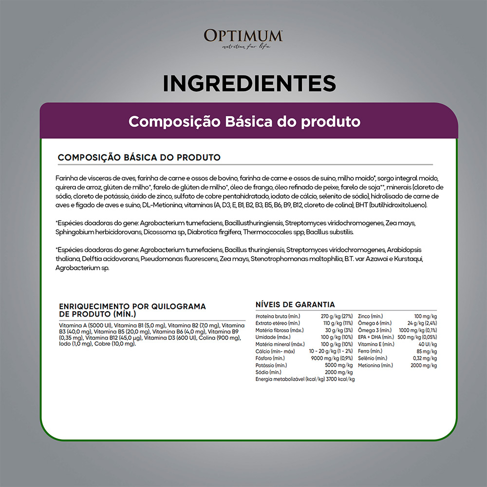 Ração Optimum para Cães Filhotes Raças Pequenas e Minis Sabor Frango e Arroz 3kg