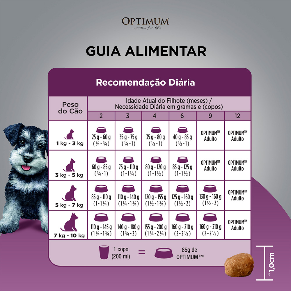 Ração Optimum para Cães Filhotes Raças Pequenas e Minis Sabor Frango e Arroz 3kg