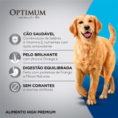 Ração Optimum para Cães Adultos de Raças Médias e Grandes 1+ anos Frango e Arroz
