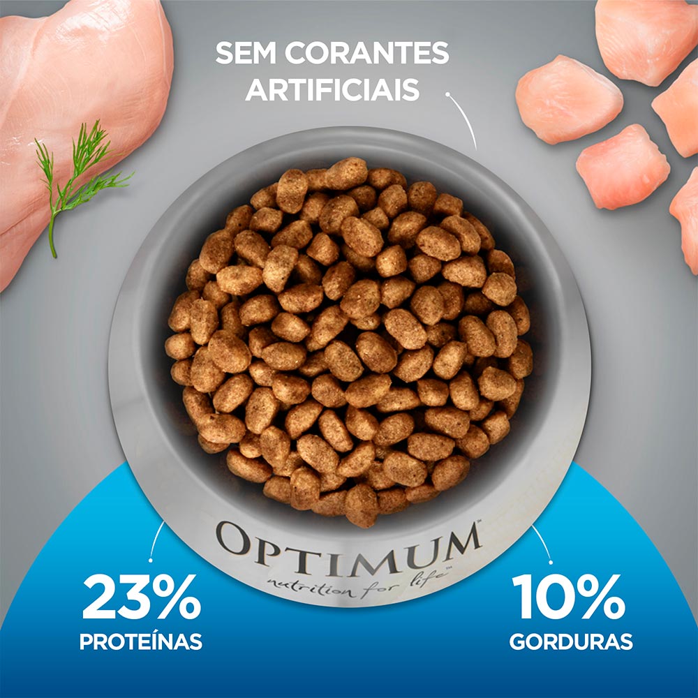 Ração Optimum para Cães Adultos de Raças Médias e Grandes 1+ anos Frango e Arroz