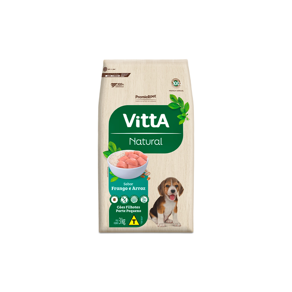 Ração Premier Vitta Natural para Cães Filhotes de Pequeno Porte Sabor Frango