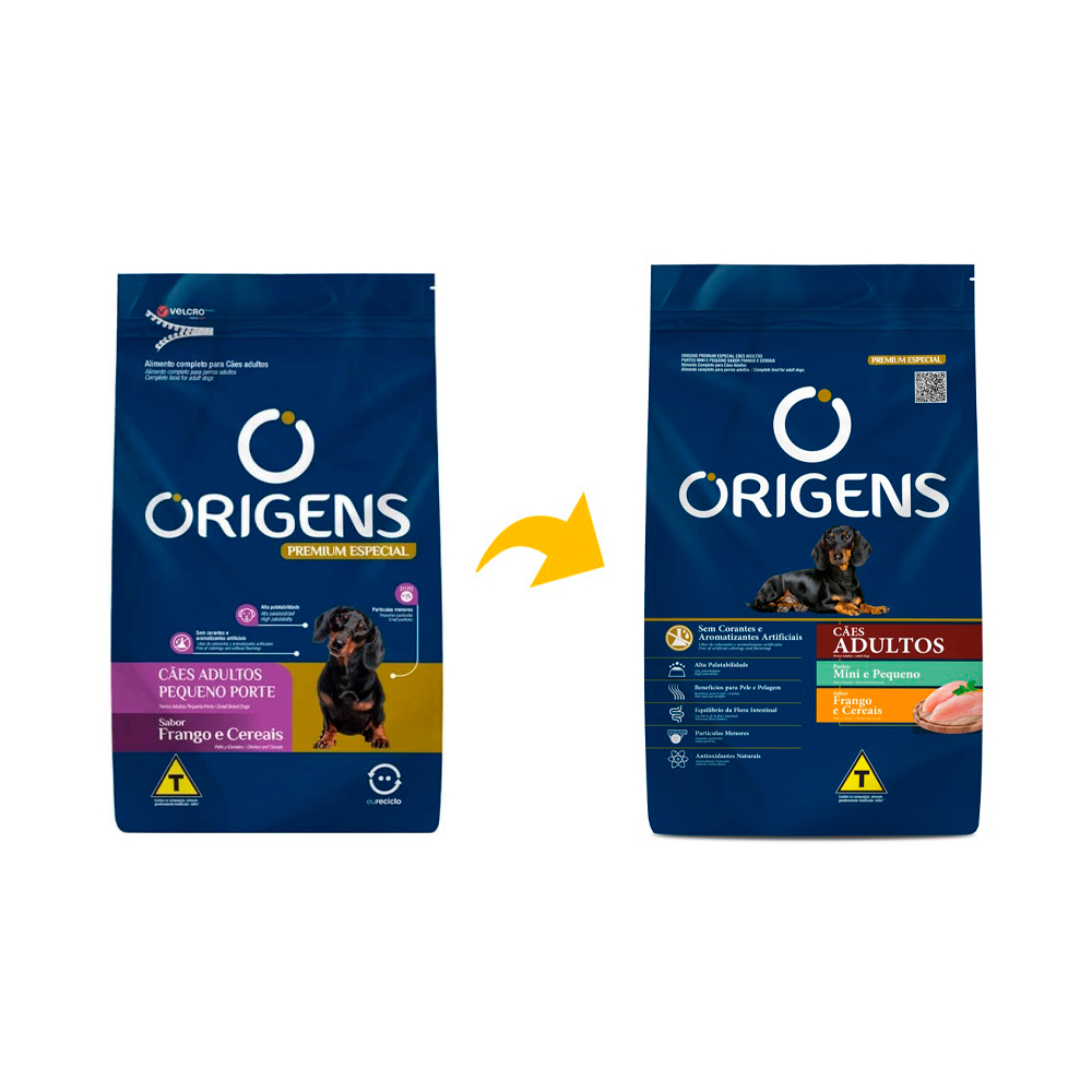 Ração Origens para Cães Adultos de Porte Mini e Pequeno sabor Frango e Cereais
