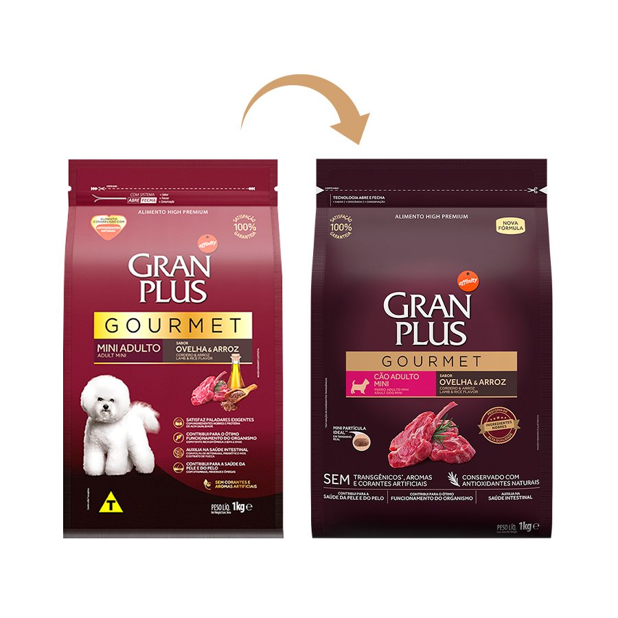 Ração GranPlus Gourmet para Cães Adultos de Porte Mini Sabor Ovelha e Arroz