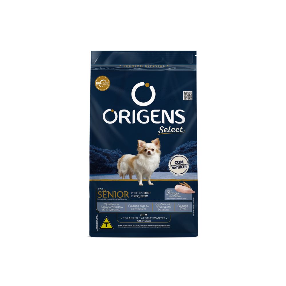 Ração Origens para Cães Sênior de Pequeno Porte Sabor Frango e Cereais Integrais