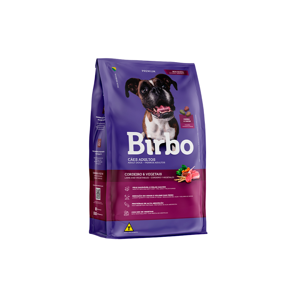 Ração Birbo para Cães Adultos de Médio e Grande Porte Sabor Cordeiro e Vegetais