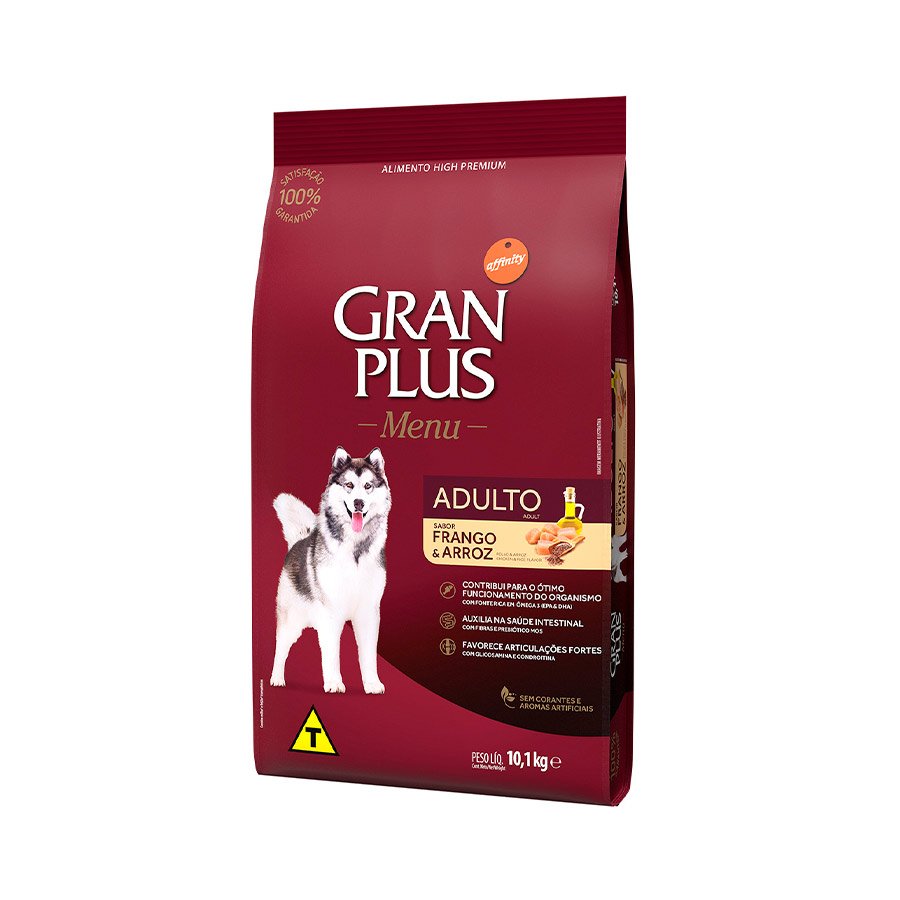 Ração GranPlus Menu para Cães Adultos de Porte Médio e Grande Sabor Frango e Arroz