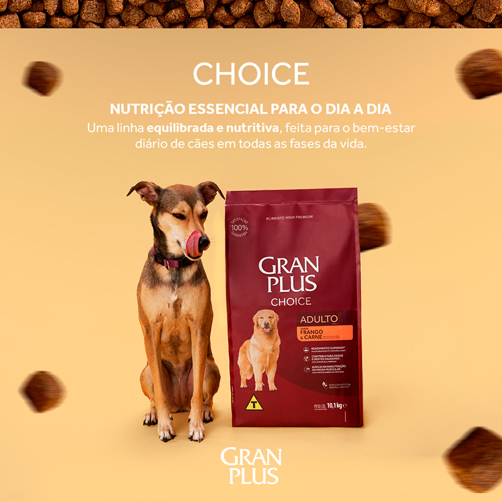 Ração GranPlus Choice Frango e Carne para Cães Adultos