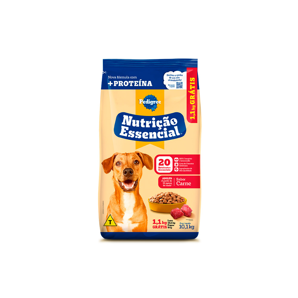 Ração Pedigree Nutrição Essencial Carne para Cães Adultos