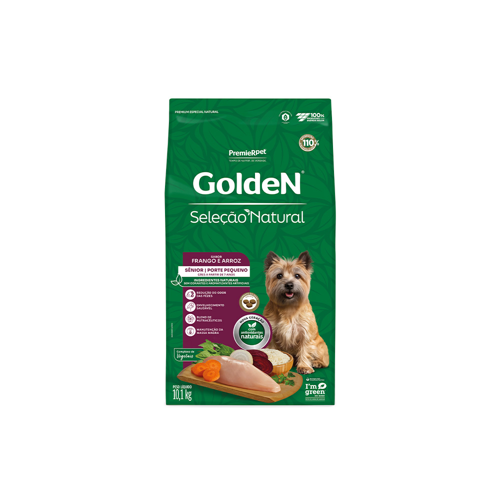 Ração Golden Seleção Natural para Cães Sênior de Porte Pequeno Sabor Frango e Arroz