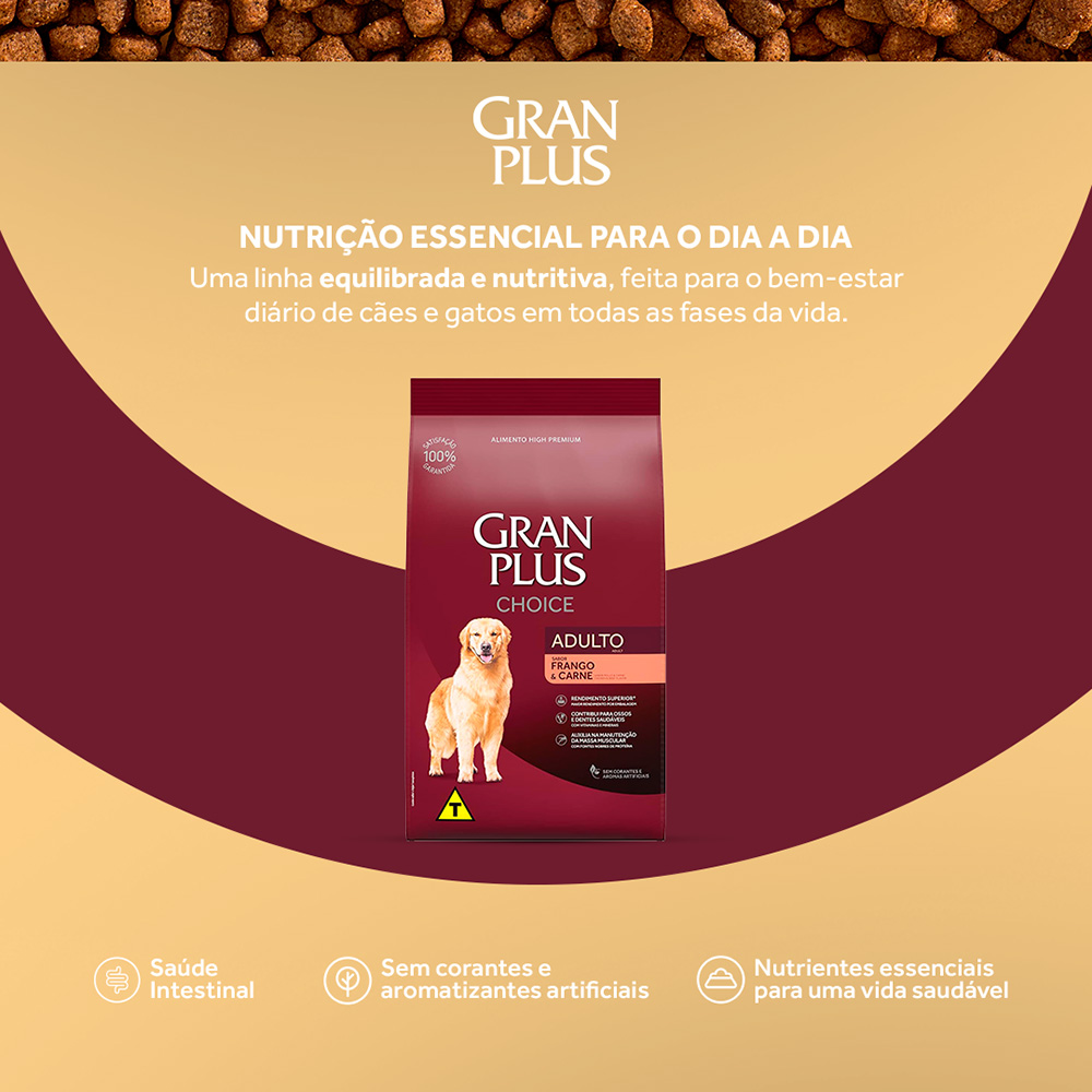 Ração GranPlus Choice Frango e Carne para Cães Adultos