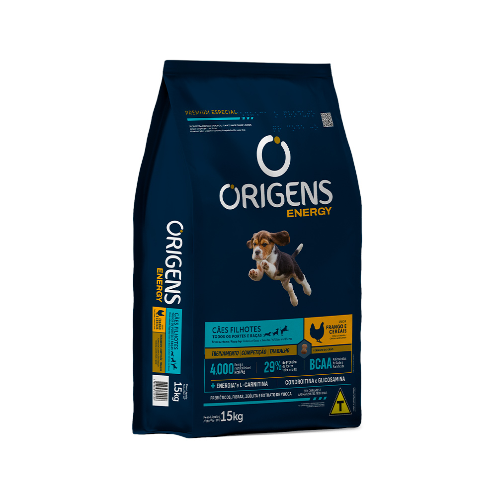 Ração Origens Energy para Cães Filhotes Sabor Frango e Cereais 15 kg