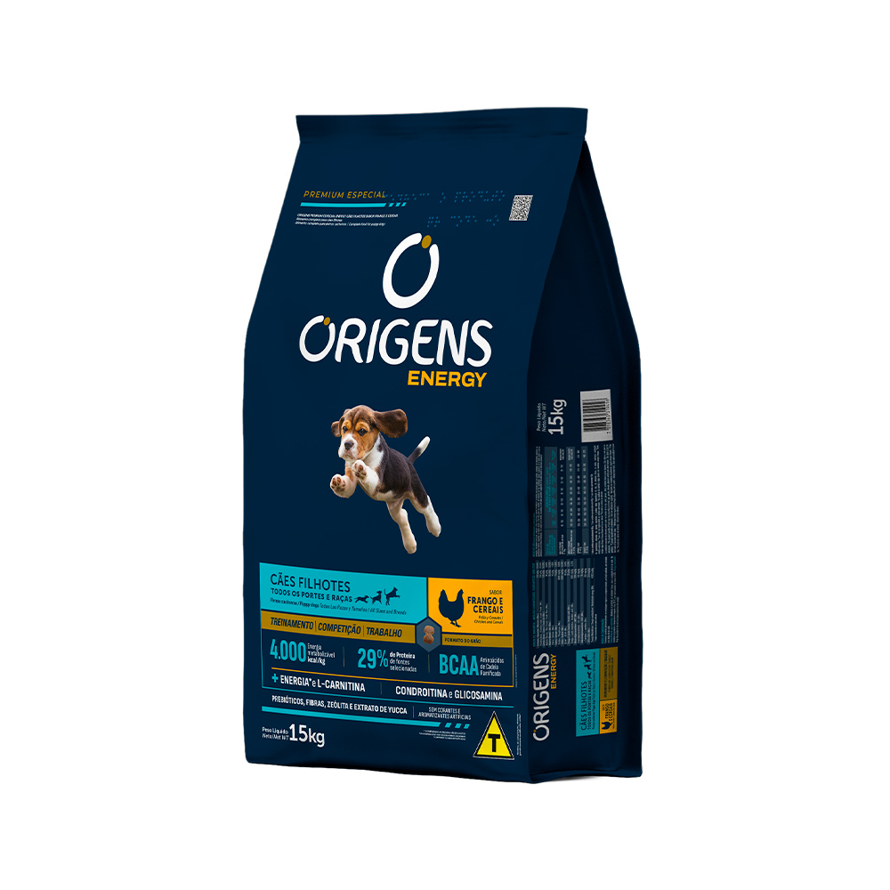 Ração Origens Energy para Cães Filhotes Sabor Frango e Cereais 15 kg
