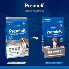 Ração Premier Ambientes Internos Light para Cães Adultos Sabor Frango e Salmão