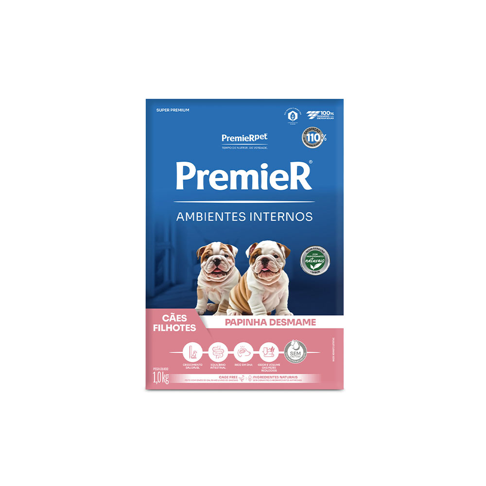 Papinha Desmame Ambientes Internos para Cães Filhotes - 1kg