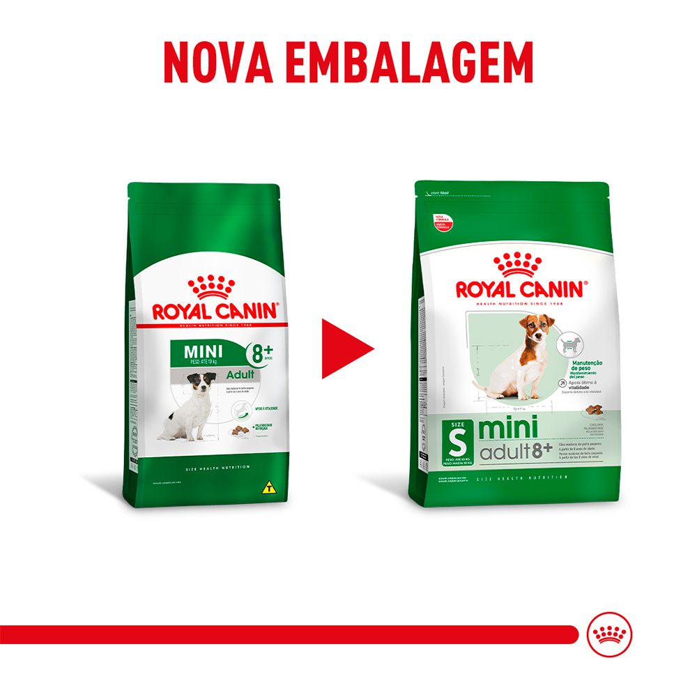 Ração Seca Royal Canin Mini Adult 8+ para Cães Adultos de Porte Pequeno com 8 Anos ou mais