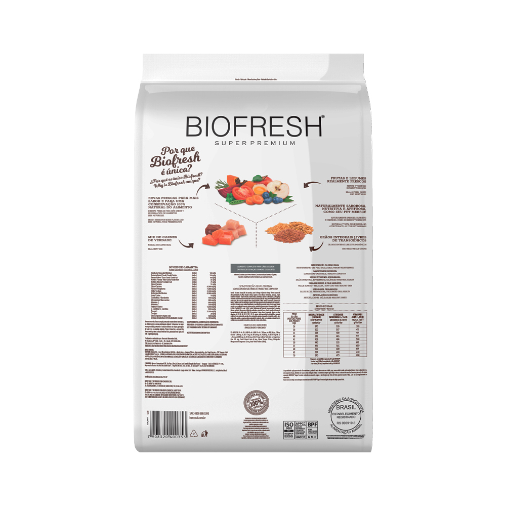 Ração Biofresh para Cães Adultos Castrados de Raças Pequenas e Mini