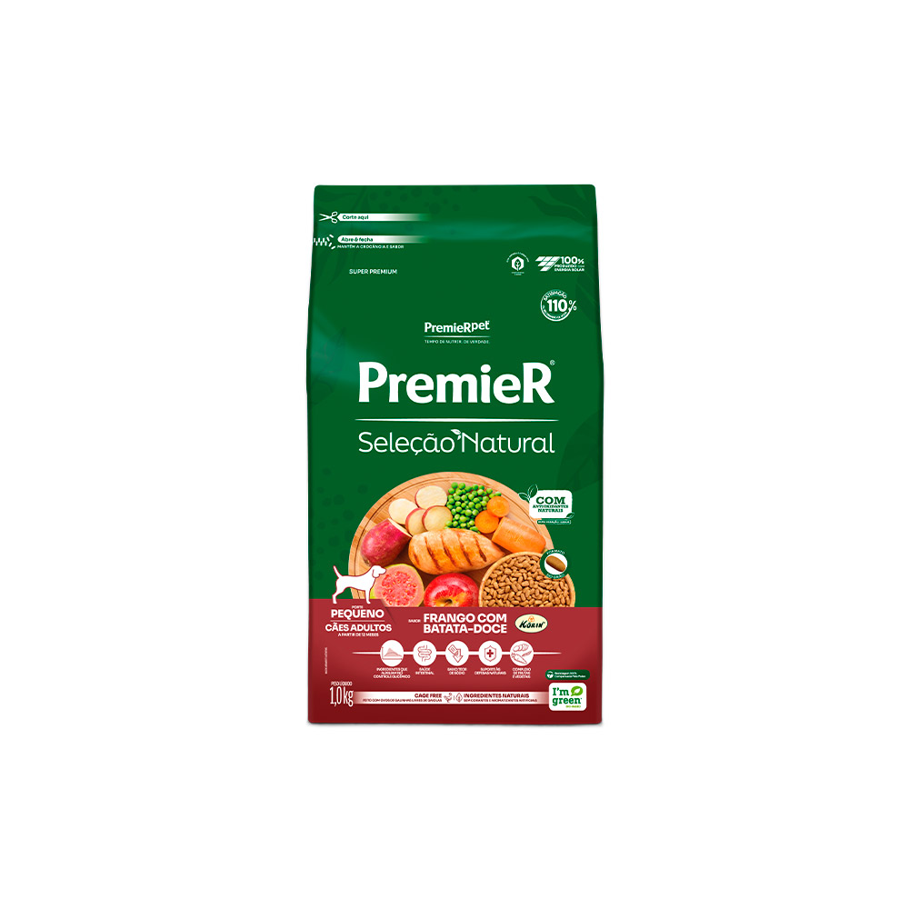 Ração Premier Seleção Natural para Cães Adultos Raças Pequenas Frango com Batata Doce
