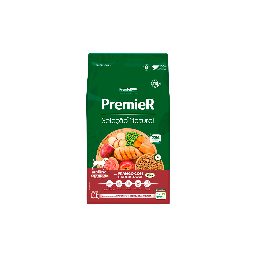 Ração Premier Seleção Natural para Cães Adultos Raças Pequenas Frango com Batata Doce