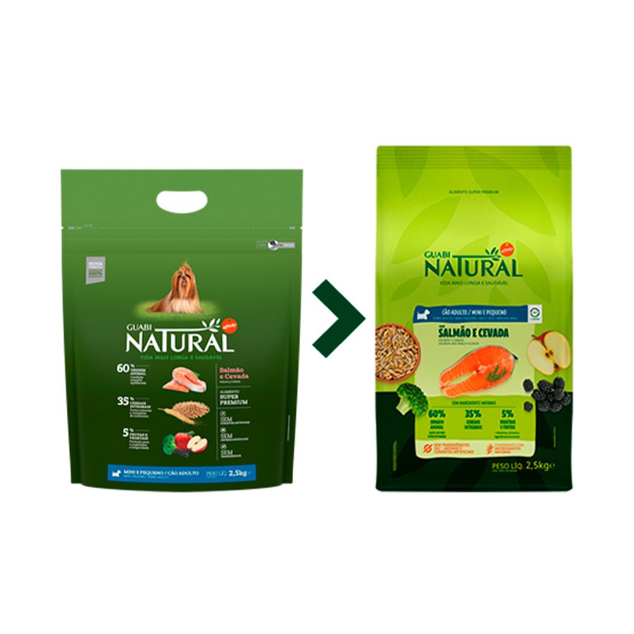 Ração Guabi Natural para Cães Adultos de Porte Mini e Pequeno Sabor Salmão e Cevada