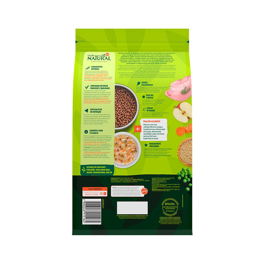 Ração Guabi Natural para Cães Filhotes de Porte Mini e Pequeno Sabor Frango e Arroz Integral