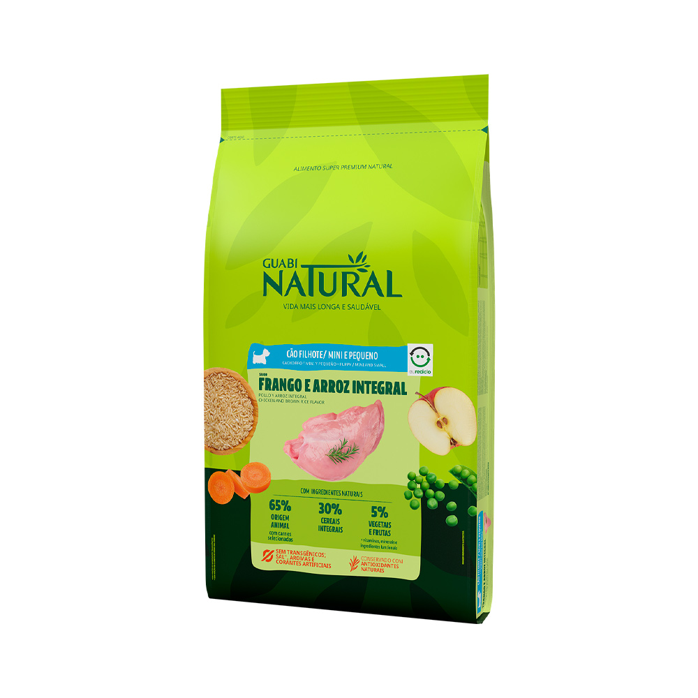 Ração Guabi Natural para Cães Filhotes de Porte Mini e Pequeno Sabor Frango e Arroz Integral