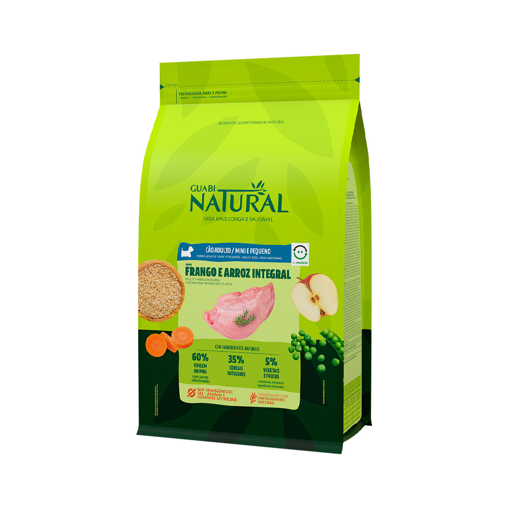 Ração Guabi Natural para Cães Adultos de Porte Mini e Pequeno Sabor Frango e Arroz Integral