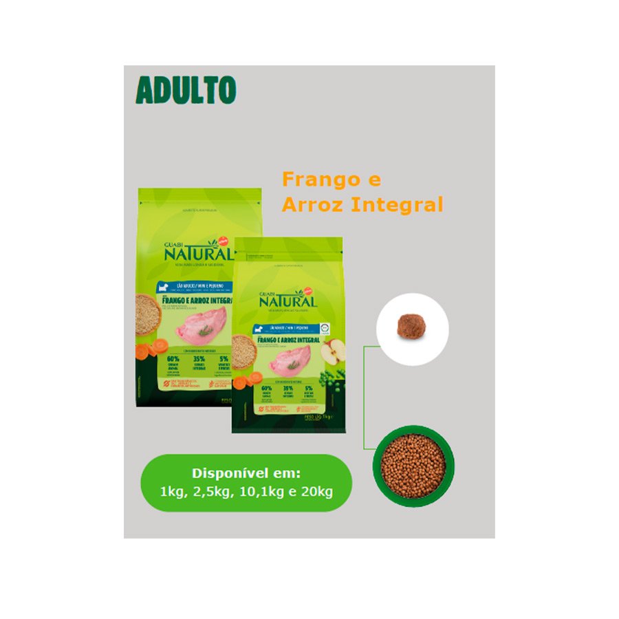 Ração Guabi Natural para Cães Adultos de Porte Mini e Pequeno Sabor Frango e Arroz Integral
