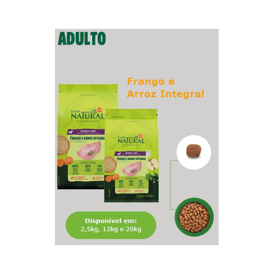 Ração Guabi Natural para Cães Adultos de Raças Médias sabor Frango & Arroz Integral