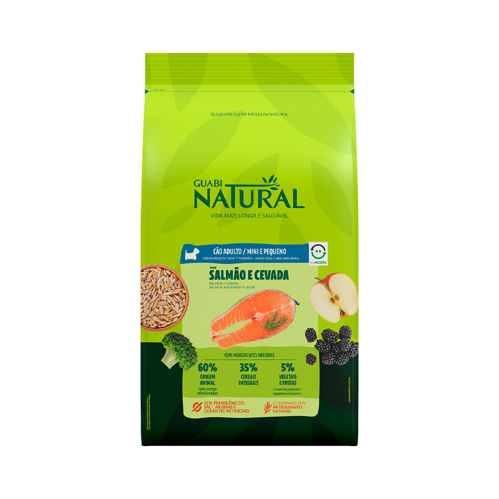 Ração Guabi Natural para Cães Adultos de Porte Mini e Pequeno Sabor Salmão e Cevada