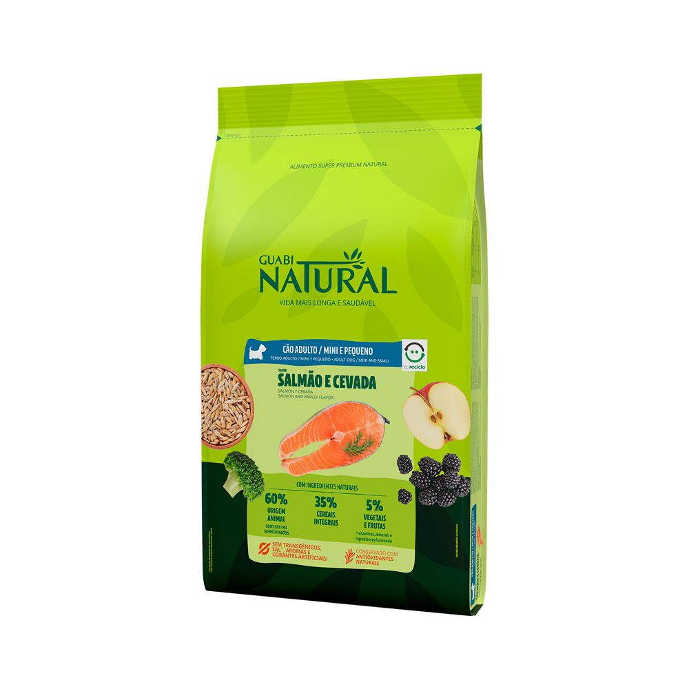 Ração Guabi Natural para Cães Adultos de Porte Mini e Pequeno Sabor Salmão e Cevada
