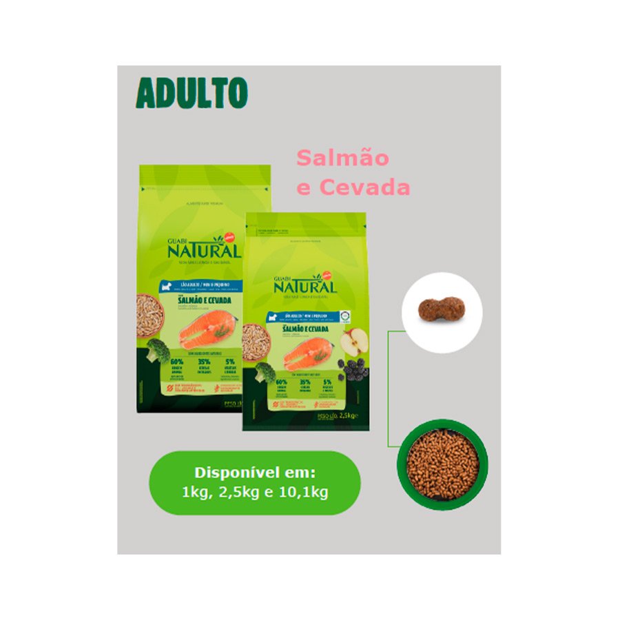 Ração Guabi Natural para Cães Adultos de Porte Mini e Pequeno Sabor Salmão e Cevada