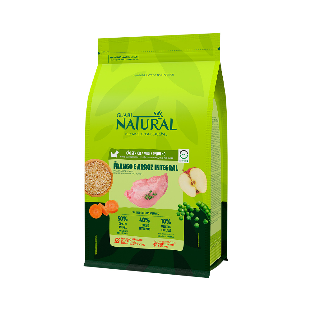 Ração Guabi Natural para Cães Sênior de Porte Mini e Pequeno Sabor Frango e Arroz Integral
