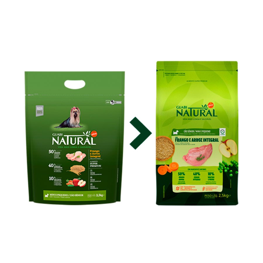 Ração Guabi Natural para Cães Sênior de Porte Mini e Pequeno Sabor Frango e Arroz Integral