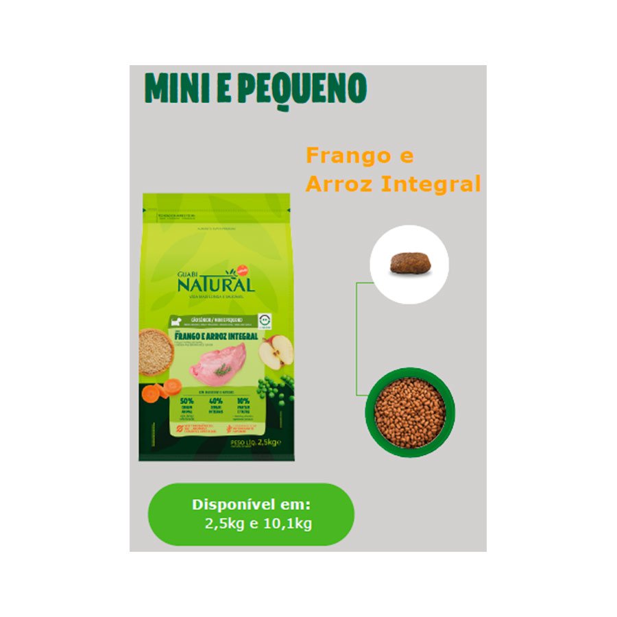 Ração Guabi Natural para Cães Sênior de Porte Mini e Pequeno Sabor Frango e Arroz Integral