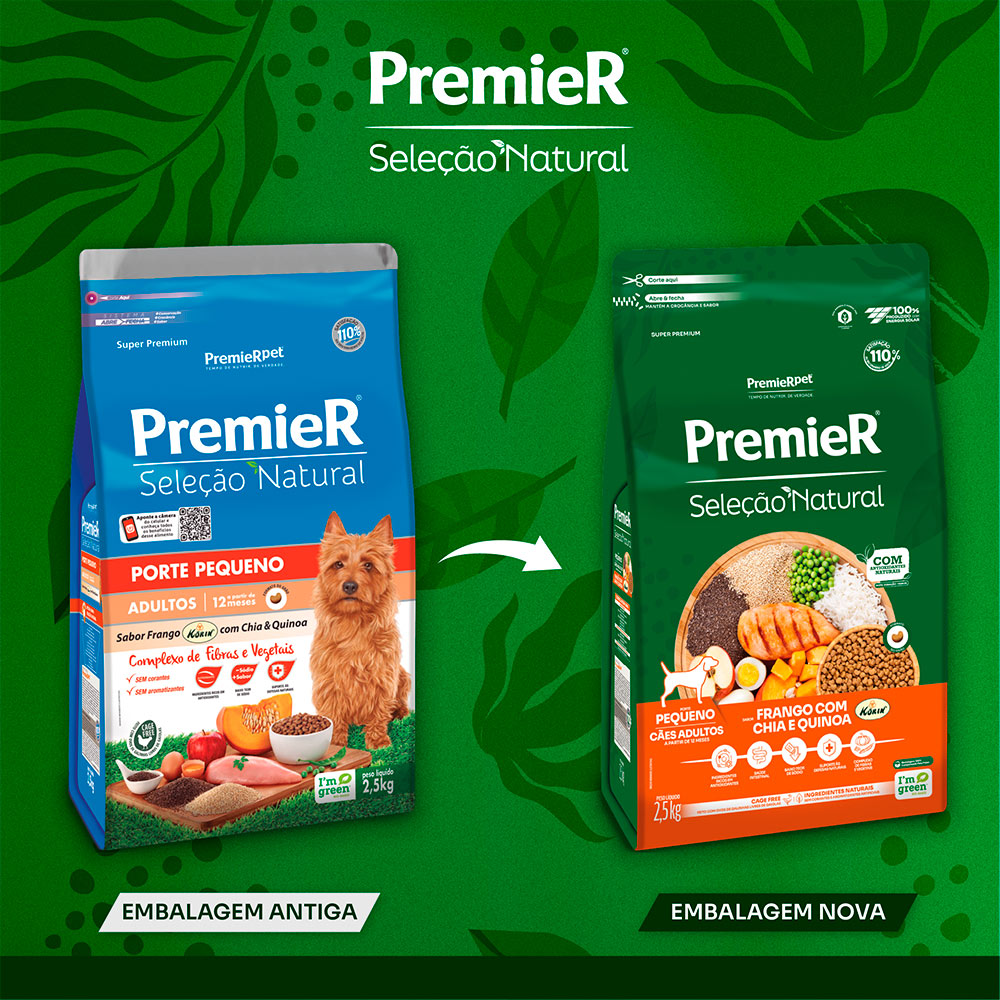 Ração Premier Seleção Natural para Cães Adultos de Pequeno Porte Sabor Frango - 2,5 kg