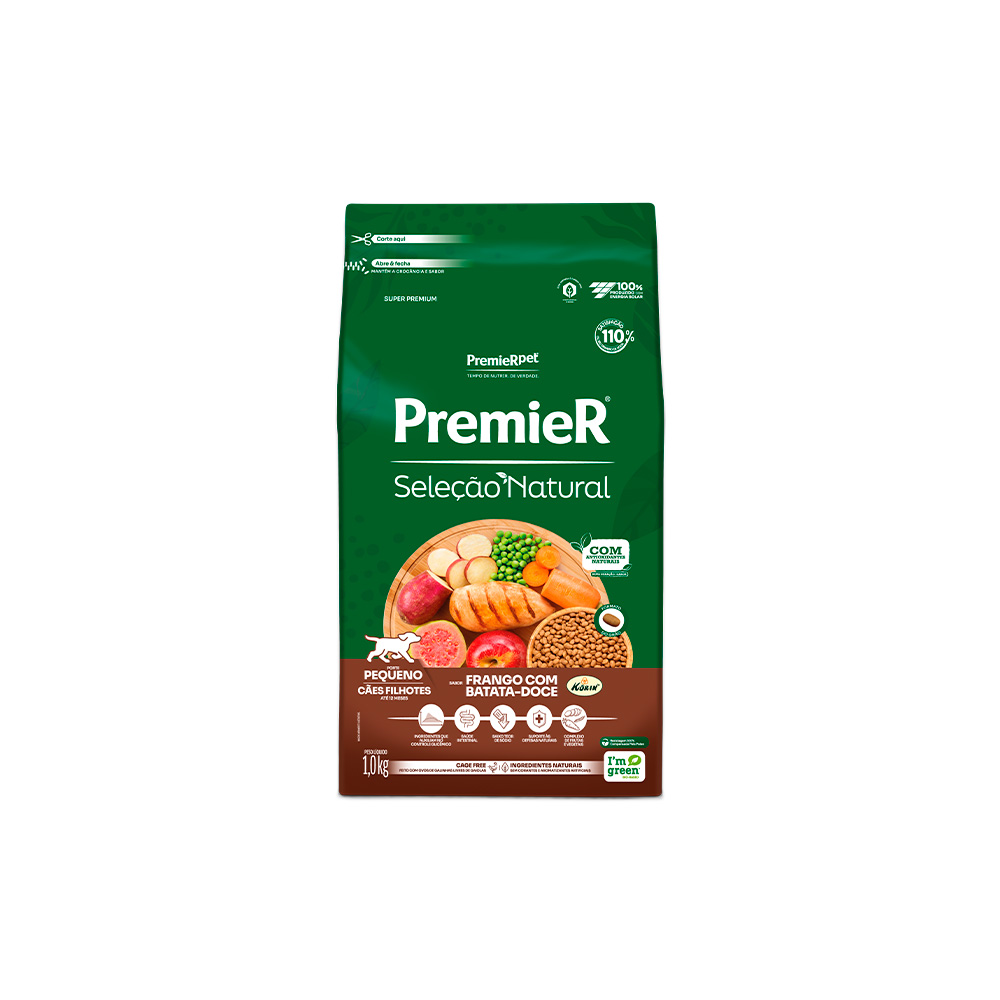 Ração Seleção Natural Premier para Cães Filhotes Raças Pequenas sabor Frango com Batata Doce
