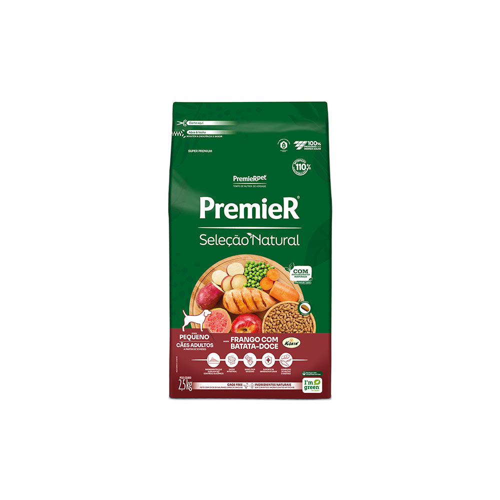 Ração Seleção Natural Premier para Cães Filhotes Raças Pequenas sabor Frango com Batata Doce