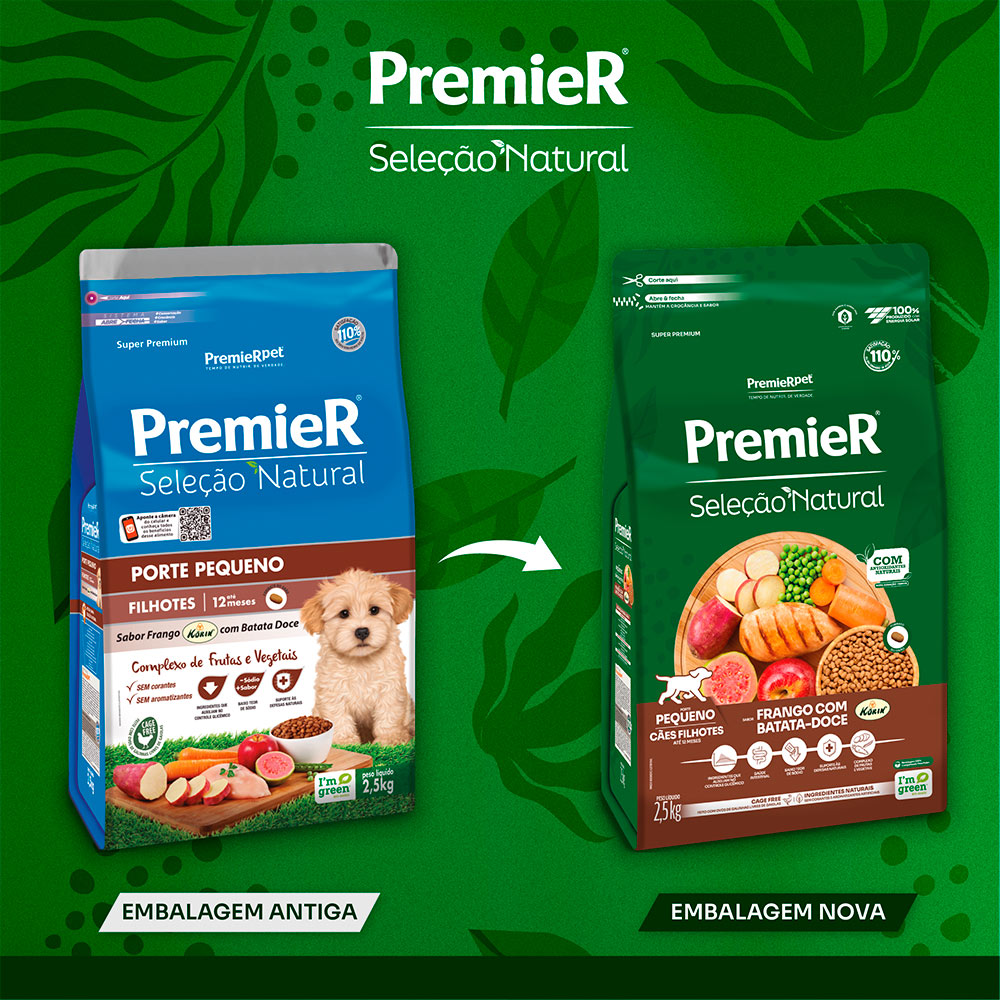 Ração Seleção Natural Premier para Cães Filhotes Raças Pequenas sabor Frango com Batata Doce