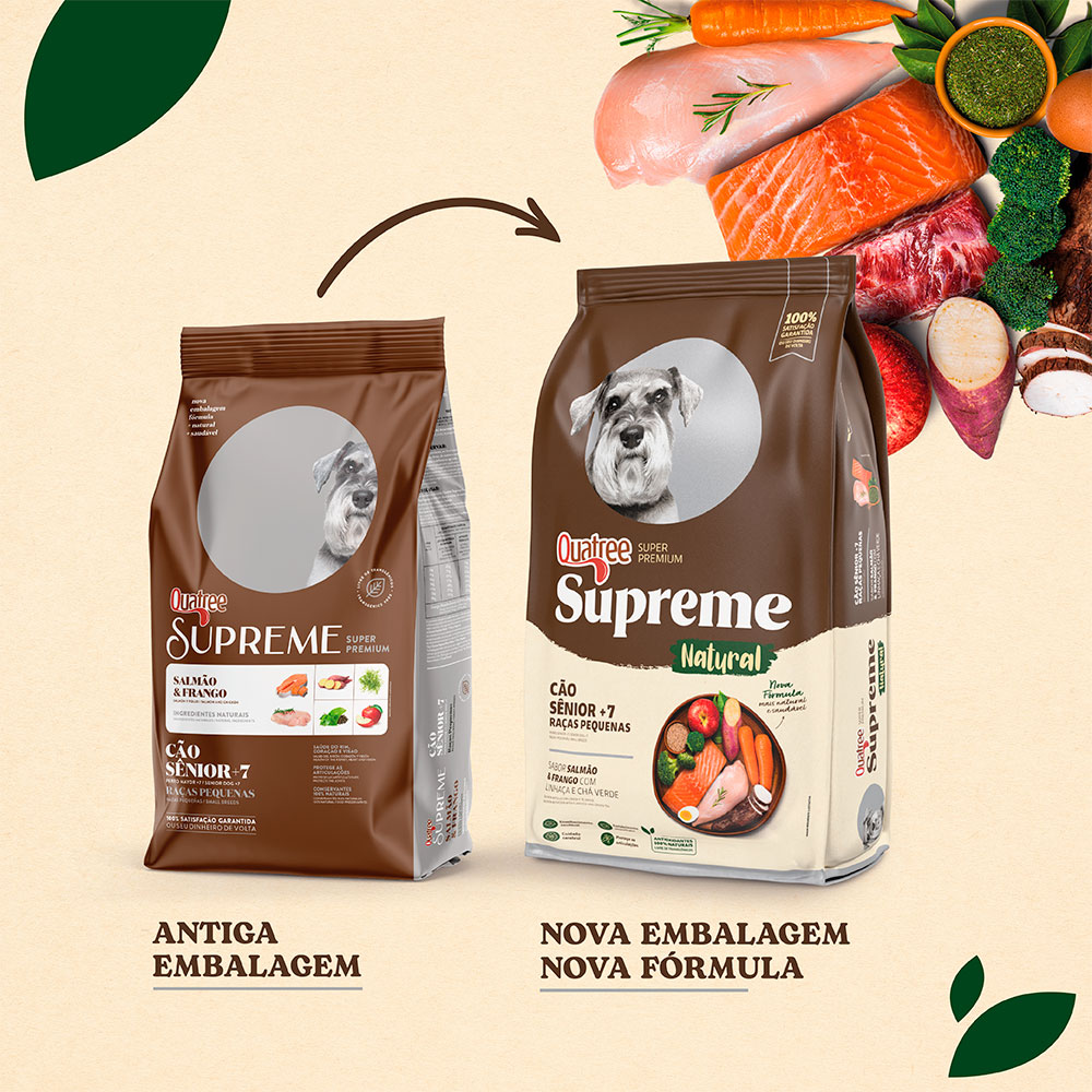 Ração Quatree Supreme para Cães Sênior +7 de Porte Pequeno Sabor Salmão e Frango