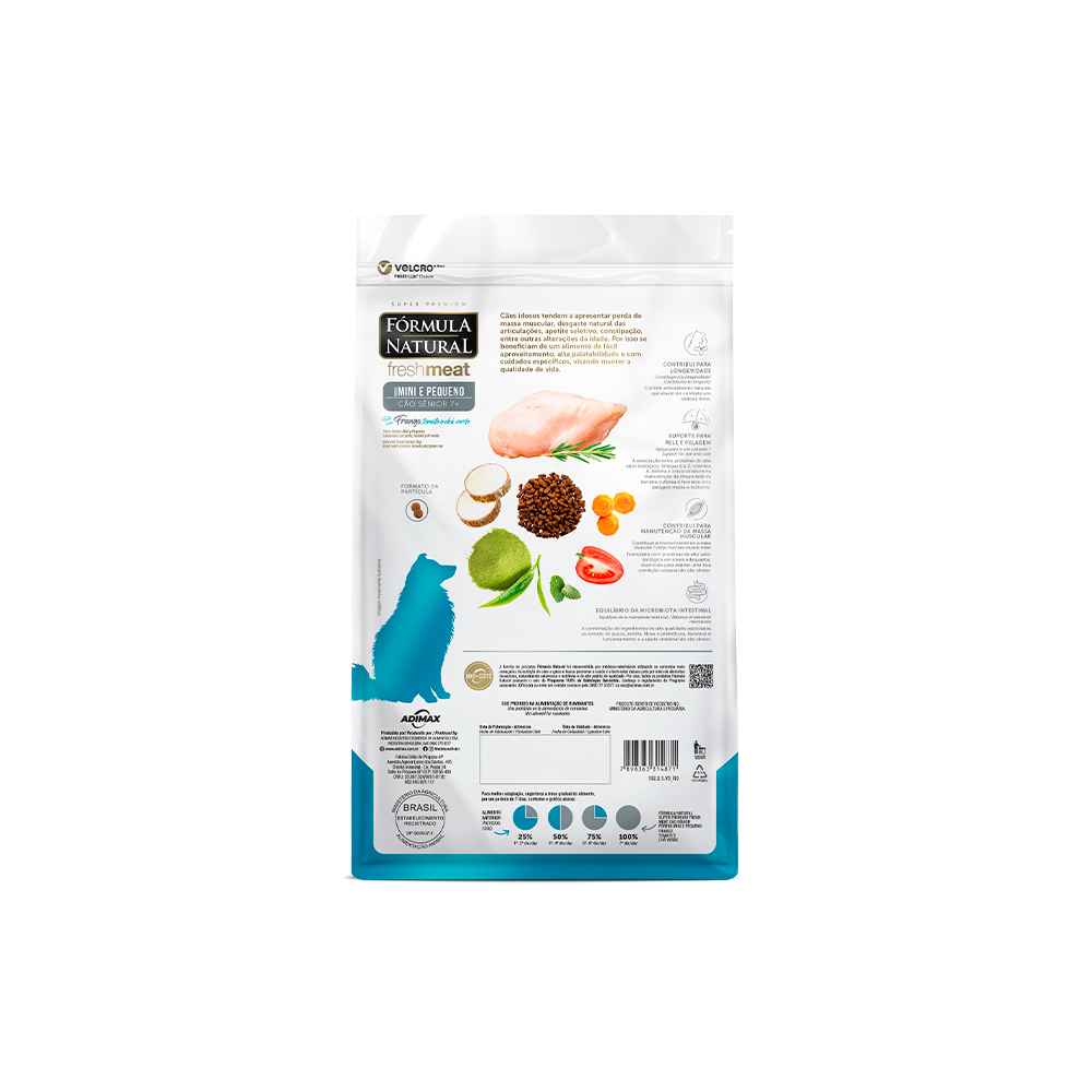 Ração Fórmula Natural Fresh Meat para Cães Sênior de Pequeno Porte Sabor Frango