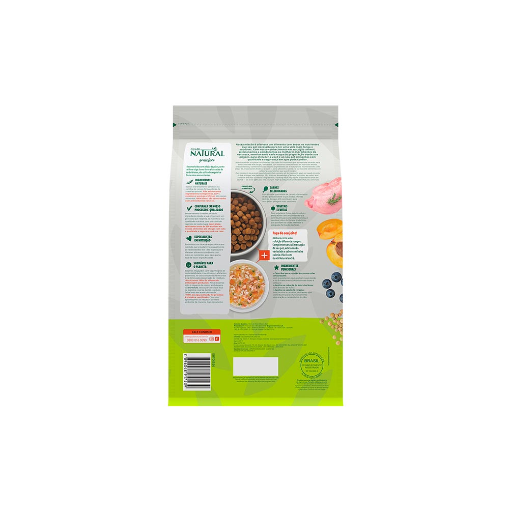 Ração Guabi Natural Grain Free para Cães Adultos de Porte Médio Sabor Frango e Lentilha