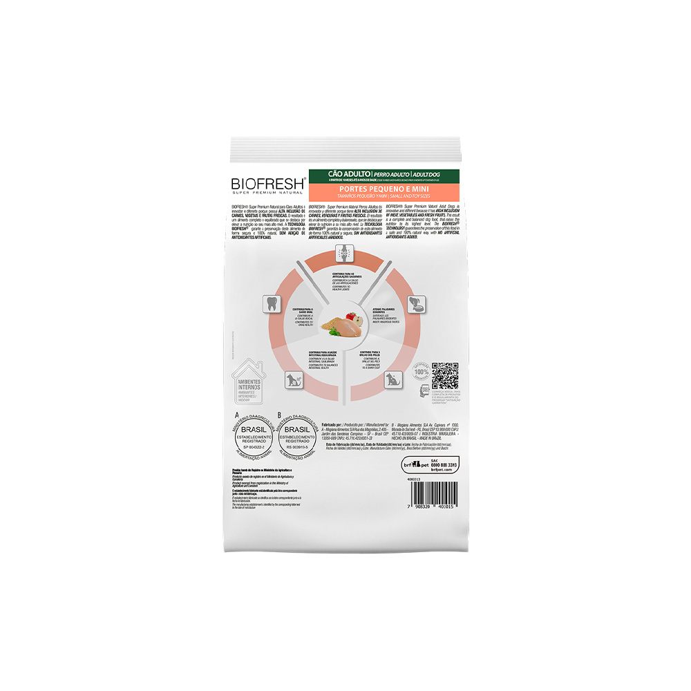 Ração Biofresh para Cães Adultos de Pequeno e Mini Porte Sabor Frango Ração Biofresh para Cães Adultos de Pequeno e Mini Porte Sabor Frango