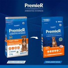 Ração Premier Ambientes Internos para Cães Adultos de Médio Porte Sabor Frango e Salmão